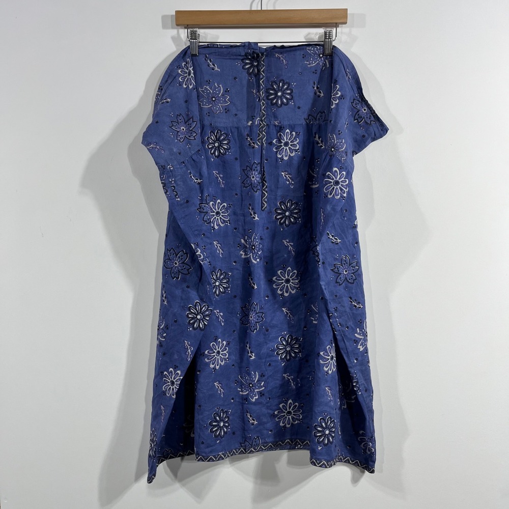 Gudrun Sjoden Floral Cotton Tunic Top Dress L XL Embroidered Boho Chic Lagenlook